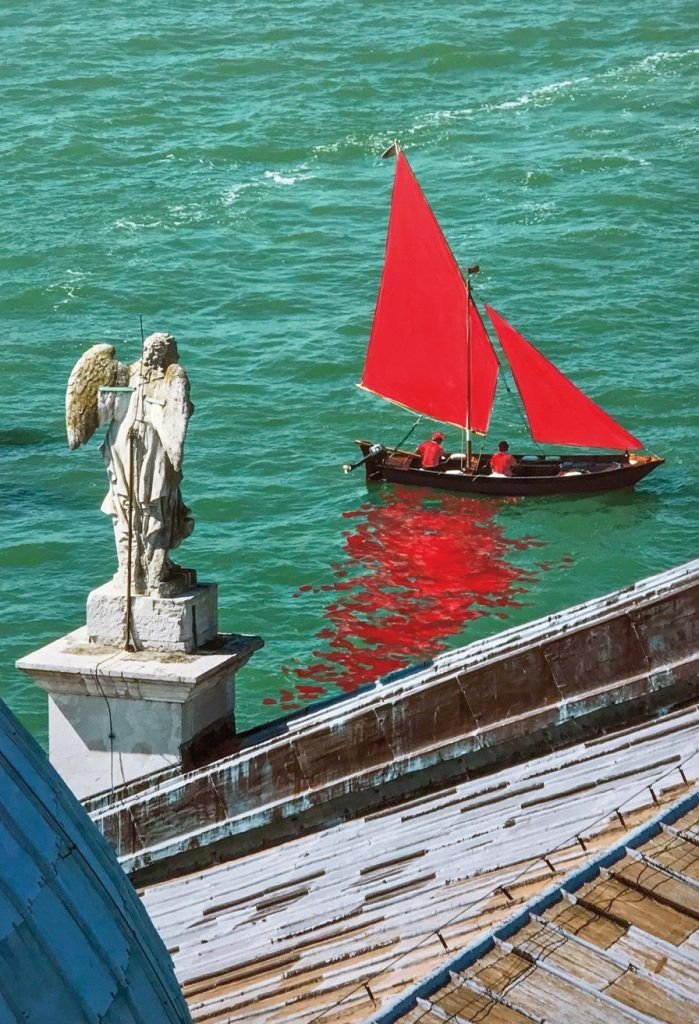 Melissa McGill's Red Regatta 2019 installation in the Venice Lagoon