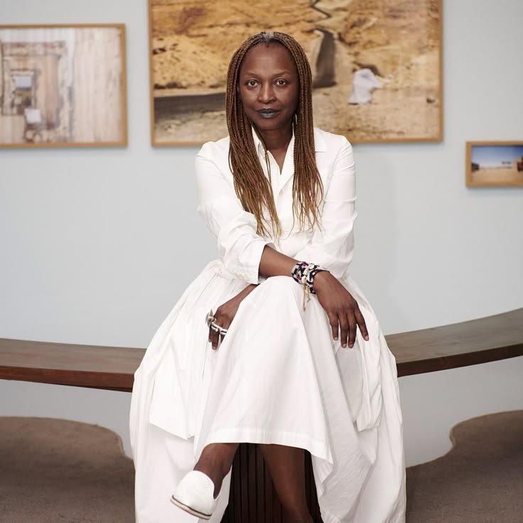 Koyo Kouoh in a white dress at the 2026 Venice Biennale