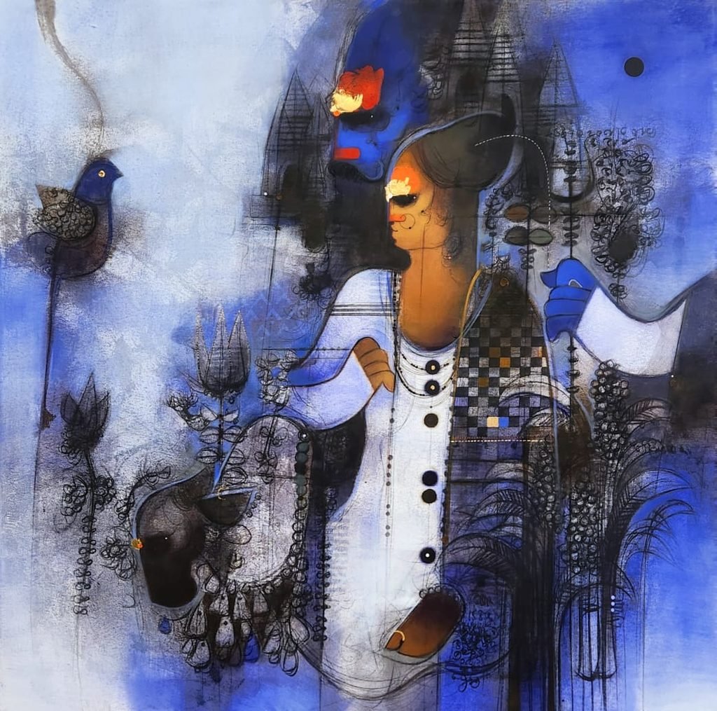 Shiv-Shakti acrylic painting by Amol Pawar depicting divine masculine and feminine energy